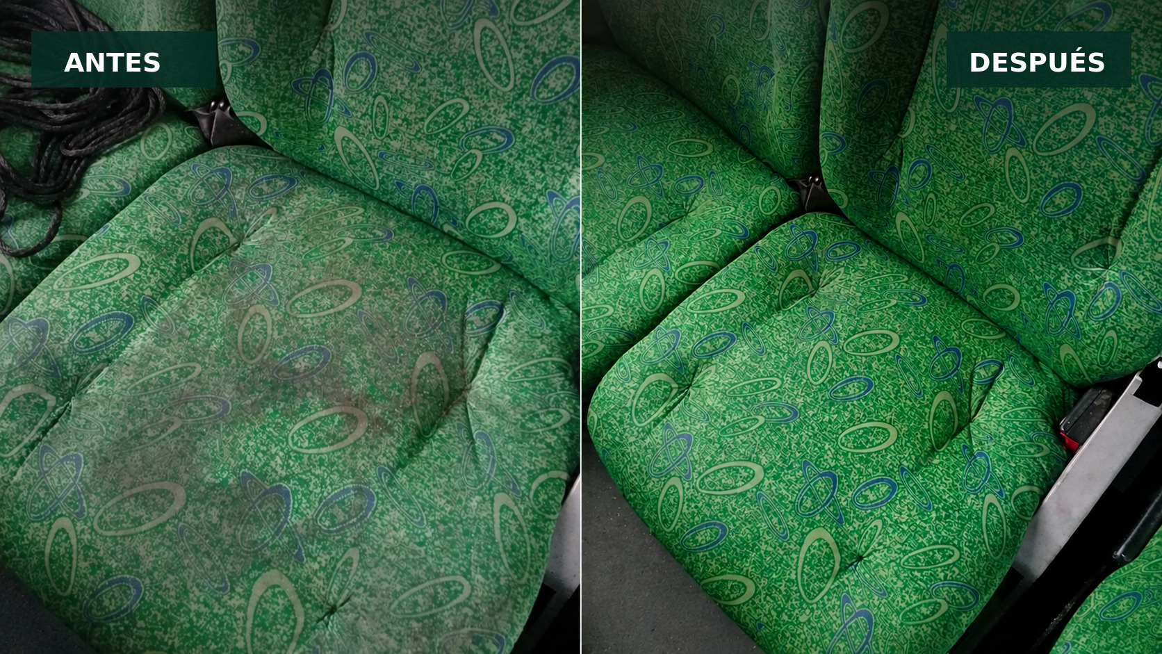 Antes y después del tratamiento de butacas de larga distancia
